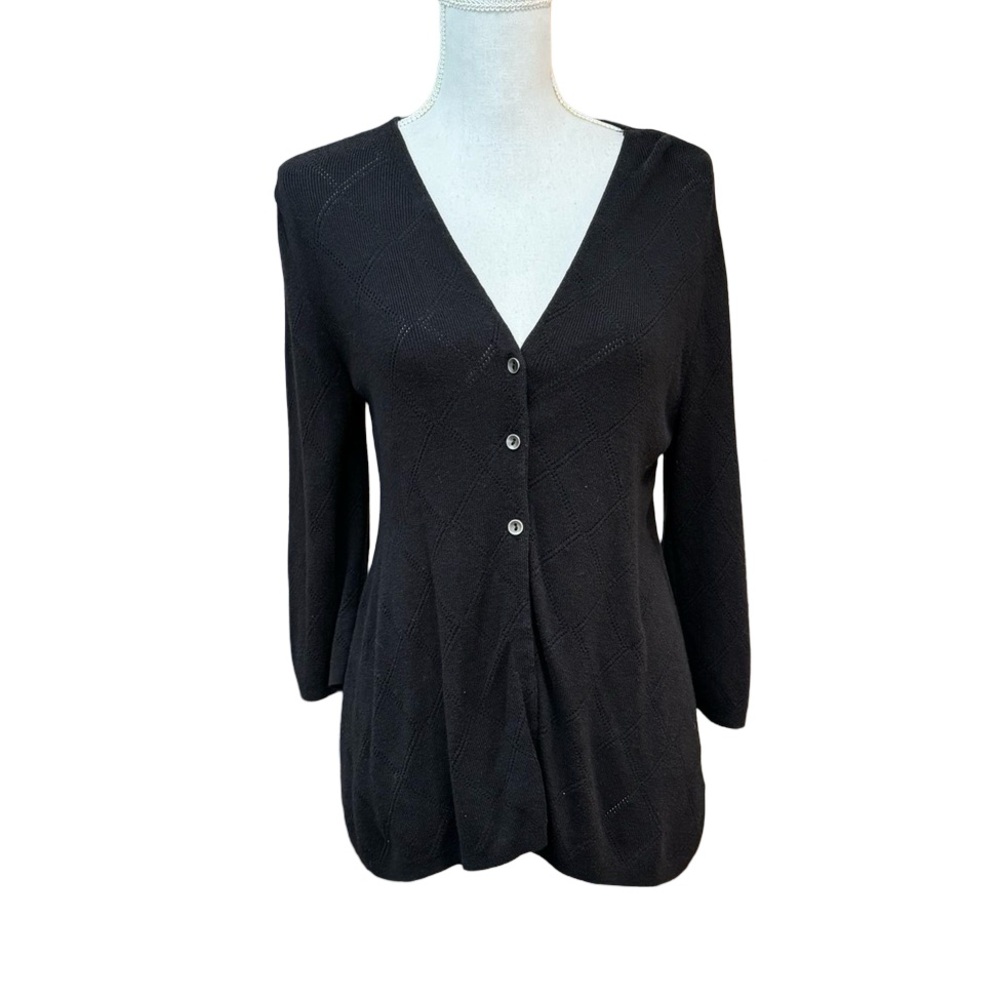 Croft & Barrow Black Button Front Cardigan
Sweater.  Size Large